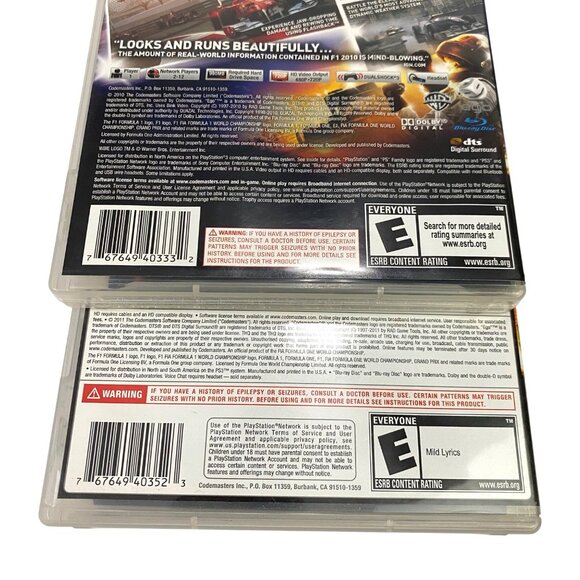 F1 2010 and F1 2011 Formula 1 Car Racing PlayStation 3 PS3 Video Game Lot of 2 - Picture 7 of 8
